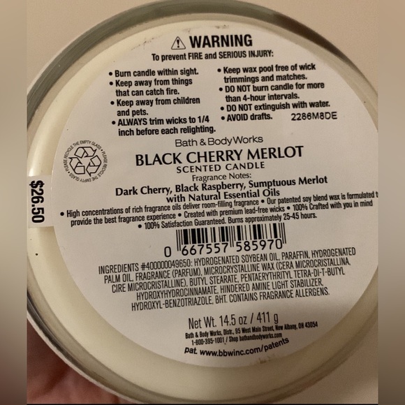 2 x Black Cherry Merlot 3 Wick Candles from Bath & Body Works - Picture 3 of 3